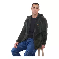 Polerón Hombre Peludo Liso Full Zipper Verde Corona