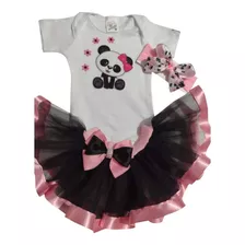 Conjunto Tutu Smash The Cake Saia + Body + Laço Bebê Menina