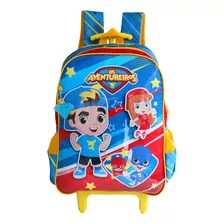 Mochila Rodinhas Luccas Neto + Estojo Duplo Os Aventureiros