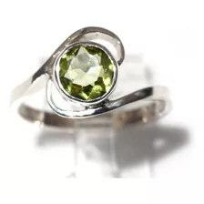 Anillo Solitario De Peridoto Plata Ley 925 Anper04