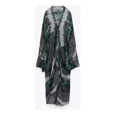 Zara Vestido Kaftan Estampado Con Abalorios S