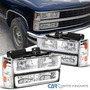 Fits 88-93 C10 C/k Suburban Yukon Black Headlights+bumpe Ttx