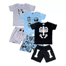 Kit 3 Conjuntos De Pijamas Infantil Masculino Manga Curta