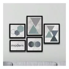 Kit 5 Quadros Decorativos Sem Furos Fácil Instalação Cor Geometrico