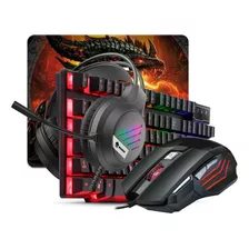 Combo Gamer Periféricos Teclado Mouse Rgb Mouse Pad Headset