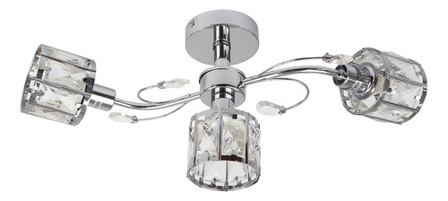 Araña Plafon 3 Luces Rey Lyon Cromo Cairel Vidrio C/lamp Led