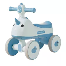 Bicicleta Montable Patinete Cuatro Ruedas Unicornio Niños Color Azul