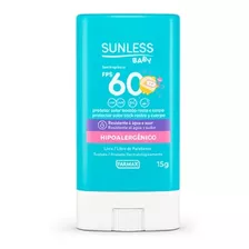 Protetor Infantil Sunless Solar Fator 60 Bastão Sem Perfume