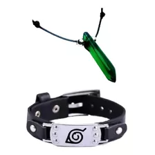 Colar Naruto Tsunade Verde Hokage Hashirama + Pulseira Folha