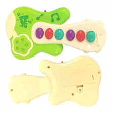 Mini Guitarra Brinquedo 6 Botões Musicais Para Bebê Á Pilha 
