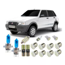 Kit Completo Lampadas Led Fiat Uno + H4 Super Branca