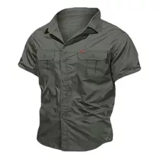 Camisa De Manga Corta Militar De Talla Grande Para Hombre