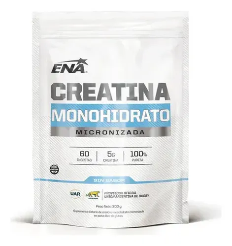 Creatina Monohidrato Ena Sport 300g Micronizada - 60 Servicios - Potencia Masa Muscular Y Rendimiento Deportivo Sin Sabor