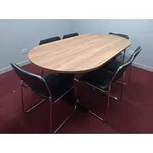 Conjunto Mesa Reunião + 8 Cadeiras Escritório Oval 2,00 M