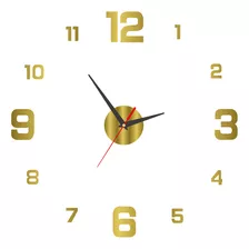 Reloj De Pared Con Decoración 3d, 40 Cm, Color Dorado, Númer