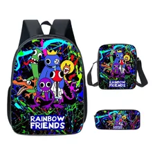 Kit 3 Pçs Mochila Escolar Roblox Rainbow Friends, Lancheira