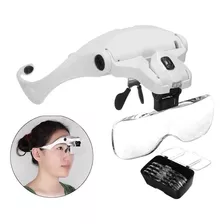 Lupa Visera De Cabeza 2 Led Recargable 5 Lentes Multifunción