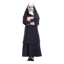 Disfraz De Monja Hde Para Mujer, Túnica Negra Tradicional Pa