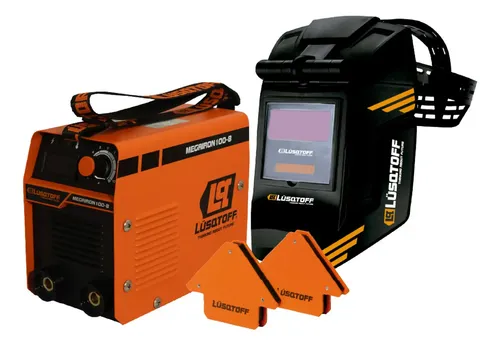 Kit Soldadora Inverter Lusqtoff Megairon100-8 + Mascara y Escuadras Magneticas