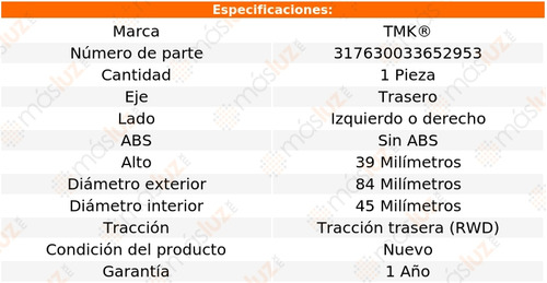 1- Balero Rueda Doble Trasero Slk230 L4 2.3l 97/04 Tmk Foto 2