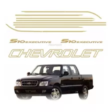 Adesivo Para Chevrolet S10 Executive Cabine Dupla 2003 14895 Cor Dourado/preto