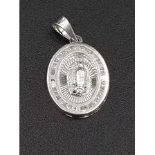 Medalla De Virgen De Guadalupe En Plata .925 Con Zirconia