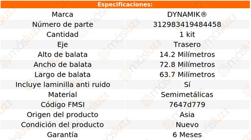 Balatas Semimetalicas Tra Chrysler Crossfire V6 3.2l 04/08 Foto 3