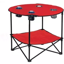  Mesa De Camping Plegable De 2 Niveles Con 4 Portavasos...