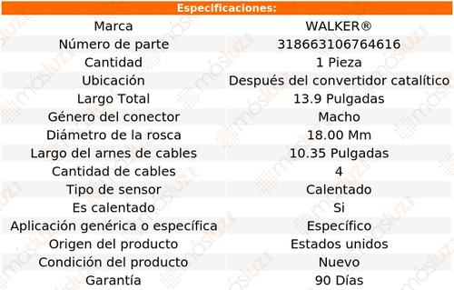 Sensor Ox O2 Despus Cc Savana 4500 V8 6.6l 21 Walker Foto 6