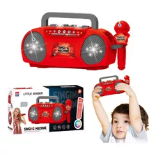 Microfone Infantil Brinquedo Boombox Karaokê 3cores Com Luz