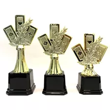 Kit Três Troféus De Baralho - 1º 2º E 3º Lugar