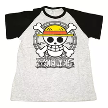 Camiseta One Piece Manga Raglan 100% Algodao