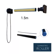 Kit Roller Negro 38mm Completo + Tubo Y Zócalo Oval 1.5m