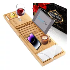 Serenelife Luxury Bamboo Bathtub Caddy, Bandeja Extensible Y