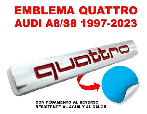 Emblema Quattro Audi A8/s8 1997-2023 Crom/rojo Foto 4