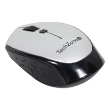 Mouse Óptico Techzone Inalámbrico Ambidiestro Plata 1600dpi Color Plateado