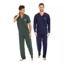 Kit 2 Conjunto De Dormir Homem Blusa Calça/ Camisa Calça