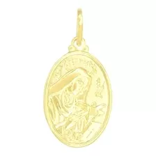 Colar 50cm Pingente Oval Santa Rita Banhado A Ouro 18k