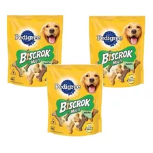 Kit 3x Petisco Biscoito Para Cachorro Biscrok Pedigree 500g
