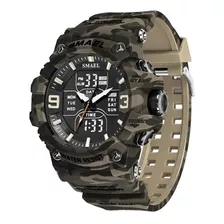 Relógio Masculino G-shock Militar Smael 8049 Caqui Camuflado