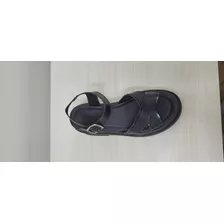 Sandalias Mujer Con Plataforma Simil Cuero Negro