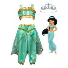 Disfraz Vestido Princesa Jasmine + Diadema Corona Jazmin Disney Aladín.