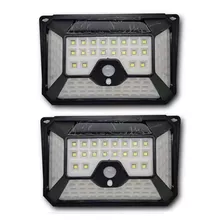 Kit 2 Luminárias Parede Solar 109 Leds Luz Balizador Jardim