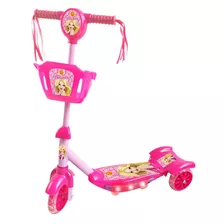 Patinete Infantil 3 Rodas Som E Luz Ajustável Até 35kg Rosa 