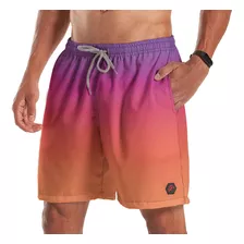 Short Bermuda Overfame Gradiente Tie Dye Laranja Roxo