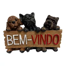 Cachorro Trio De Cães Peça Enfeite Decoração Casa Sala 23cm