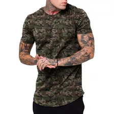 Camiseta Masculina Camisa Longline Camuflad Exercito Fashion