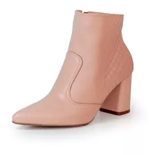 Bota Cano Curto Matelassê Napa Quartzo Rosa Claro 27043c