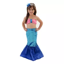 Vestido Infantil Fantasia Longo Pequena Sereia Ariel 