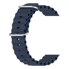Pulseira Compatível Kiwitime Hello Watch 3 Silicone Oceano Cor Azul Escuro 42 Ao 49mm